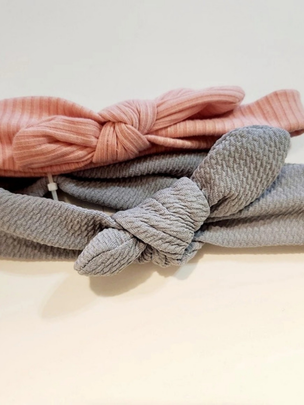💜🩷 Girl's Knotted Headband Set in Gray & Pink Size: OS